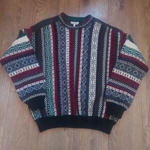 Men's Vintage Designer 80s 90s Ski Multicolor Patterned Sweater Coogi Style XL L